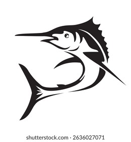 marlin fish silhouette design. wild animal in underwater.