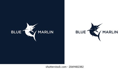 Marlin fish silhouette logo design
