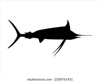 Marlin fish silhouette vector art white background