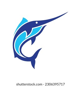 Marlin Fish Vector Logo Design Template