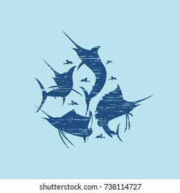Marlin fish vector silhouette