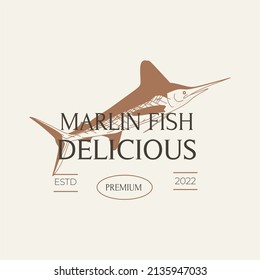 Marlin fish vintage illustration logo