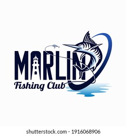 Marlin Fishing Club Typography T Shirt 