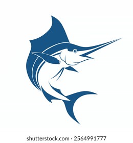 Marlin fishing graphic design. With a white background