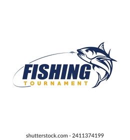 Marlin Fishing logo design template illustration vector