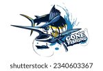 Marlin fishing logo vector  illustration. Swordfish fishing emblem isolated. Ocean fish logo. Saltwater fishing theme.