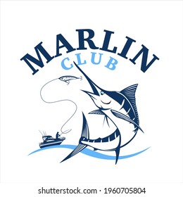 Marlin fishing logo, vector illustration