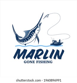 Marlin fishing logo, vector illustration