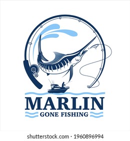 Marlin Fishing Logo, Vector Illustration