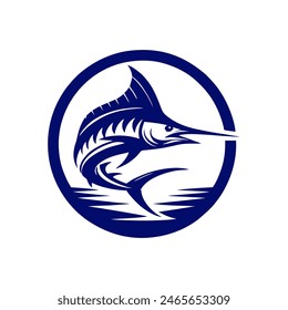 Marlin fishing logo vector illustration. Marlin vector logo