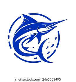 Marlin fishing logo vector illustration. Marlin vector logo