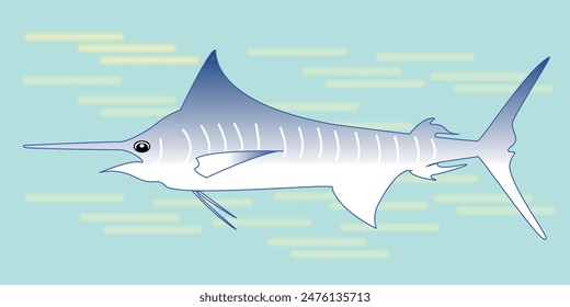 Marlin fishing logo vector illustration. Swordfish fishing emblem isolated. 