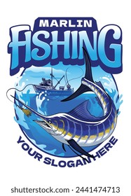 Marlin Fishing T-Shirt Design Vector Illustration