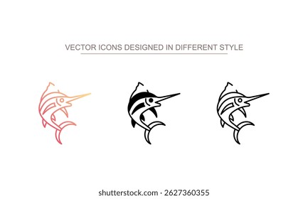 Marlin icon design with white background stock illustration