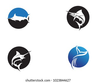 Marlin jump fish logo and symbols icon