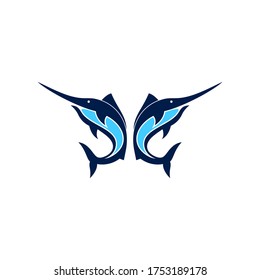 Marlin logo animal water design vector 
