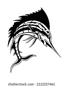 Marlin logo in black and white. logo template. good to use for your blue marlin fishing activity.