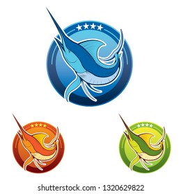 marlin logo, color fishing logo