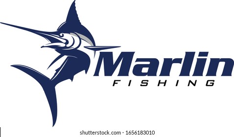 Marlin Logo, Unique & modern Marlin Jumping out of the water, Great for Saltwater Fishing Logo Activity