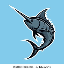 marlin mascote logotipo vetor design estilo moderno
