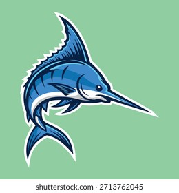Estilo moderno del diseño del Vector del logotipo de la mascota de Marlin