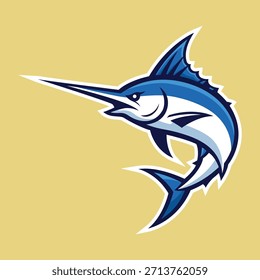 marlin mascote logotipo vetor design estilo moderno