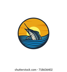 marlin on the sea, vector illustration for logo concept