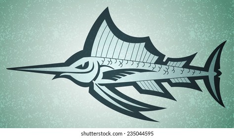 marlin outline cartoon vector illustration