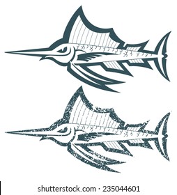 marlin outline cartoon vector illustration