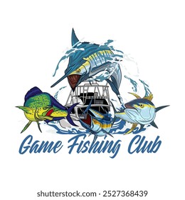 marlin sailfish atum mahi mahi dorado wahoo atum vetor