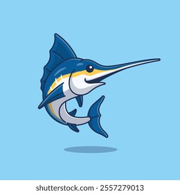 Marlin sea food mascot cartoon illustration