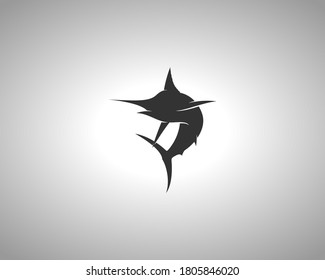 Marlin Silhouette on White Background. Isolated Vector Swordfish Animal Template for Logo Company, Icon, Symbol etc