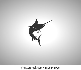 Marlin Silhouette on White Background. Isolated Vector Swordfish Animal Template for Logo Company, Icon, Symbol etc