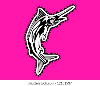 Marlin tribal fish over pink background