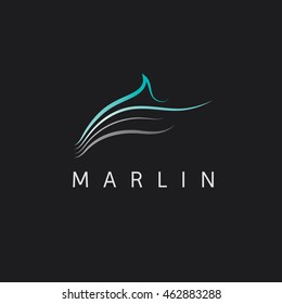 MArlin vector logo design template.  Sea fishing illustration