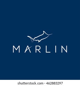 MArlin vector logo design template.  Sea fishing illustration