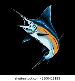 Marline sword fish vector wit color