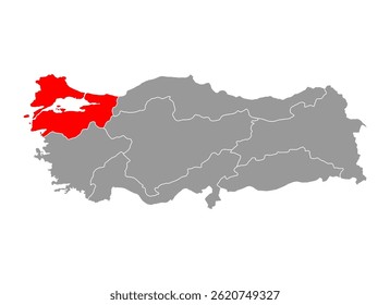 Marmara Region of Turkey map symbol shape, travel web concept icon vector illustration .
