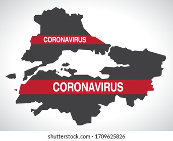 Marmara-TÜRKEY-Karte mit Coronavirus-Warngrafik