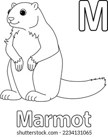 Marmot Alphabet ABC Isolated Coloring Page M