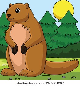 Marmot Animal Colored Cartoon Illustration