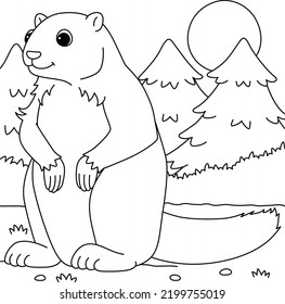 Marmot Animal Coloring Page for Kids