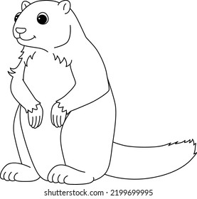 Marmot Animal Isolated Coloring Page for Kids