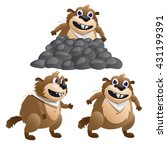 Marmot braced for the consumption of food. Vector illustration.