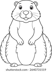Marmot cartoon illustration for animal themed kids coloring and fun activities