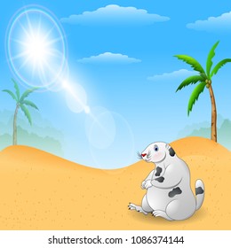 Marmot cartoon mascot funny and cute,  Illustration Vector Scenery background
