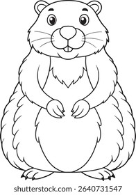 Marmot coloring page with cute printable animal design perfect for nature coloring books