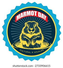 Marmot Day Aufkleber, Vektorgrafik