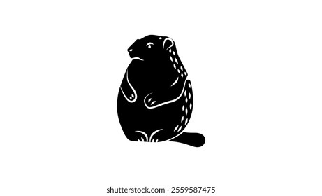 marmot emblem, black isolated silhouette