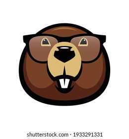 Marmot with eyeglasses - isolated vector illustration